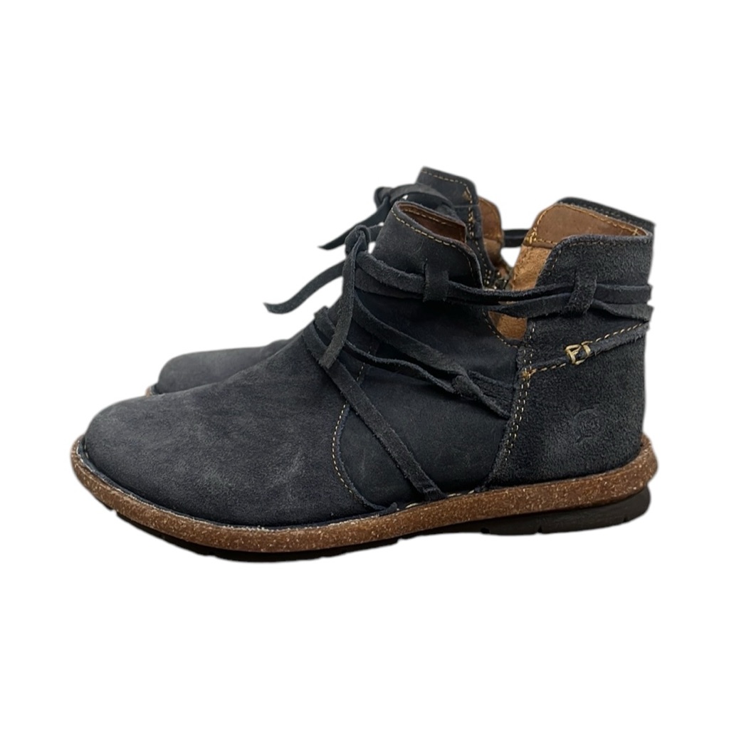 Born Boot Bootie Women's Size 6.5 Blue Suede Leather Tarkiln Zip Closure Casual